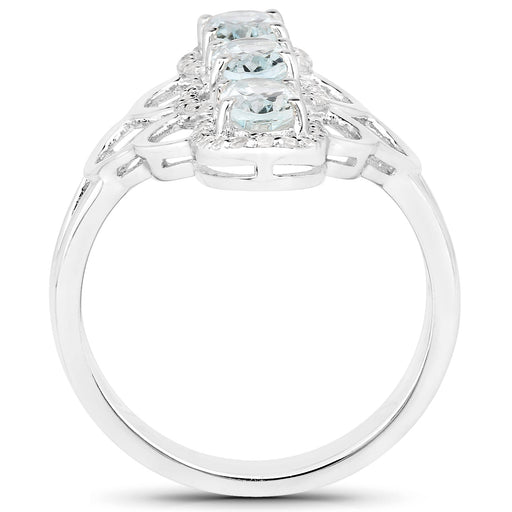 Bids.com 1.54 Carat Genuine Aquamarine and White Zircon .925 Sterling Silver Ring Rings White Smoke size 6.00,size 8.00,size 7.00,size 5.00,size 9.00