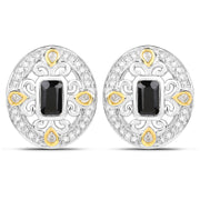 Bids.com 0.93 Carat Genuine Blue Sapphire and White Diamond .925 Sterling Silver Earrings Earrings White Smoke