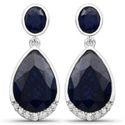 Bids.com 7.90 Carat Dyed Sapphire and White Diamond .925 Sterling Silver Earrings Earrings White Smoke Default Title