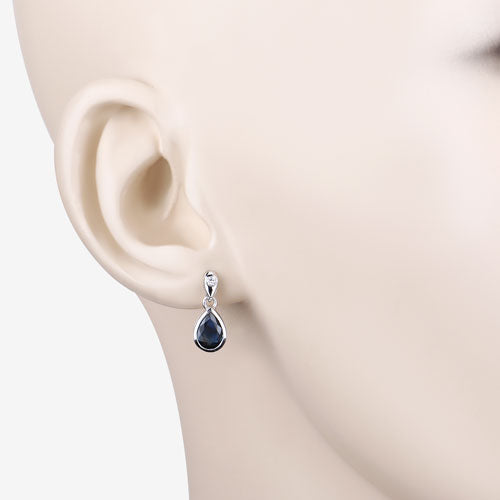 Bids.com 1.65 Carat Genuine Blue Sapphire and White Diamond 10K White Gold Earrings Earrings Misty Rose