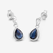 Bids.com 1.65 Carat Genuine Blue Sapphire and White Diamond 10K White Gold Earrings Earrings White Smoke