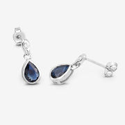 Bids.com 1.65 Carat Genuine Blue Sapphire and White Diamond 10K White Gold Earrings Earrings White Smoke