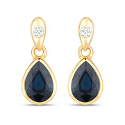 Bids.com 1.65 Carat Genuine Blue Sapphire and White Diamond 10K Yellow Gold Earrings Earrings White Smoke Default Title