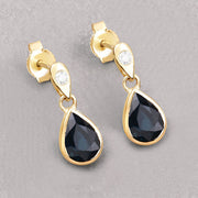 Bids.com 1.65 Carat Genuine Blue Sapphire and White Diamond 10K Yellow Gold Earrings Earrings Gray