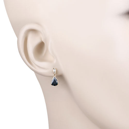 Bids.com 1.65 Carat Genuine Blue Sapphire and White Diamond 10K Yellow Gold Earrings Earrings Misty Rose