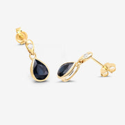 Bids.com 1.65 Carat Genuine Blue Sapphire and White Diamond 10K Yellow Gold Earrings Earrings White Smoke