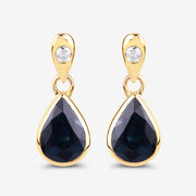 Bids.com 1.65 Carat Genuine Blue Sapphire and White Diamond 10K Yellow Gold Earrings Earrings White Smoke