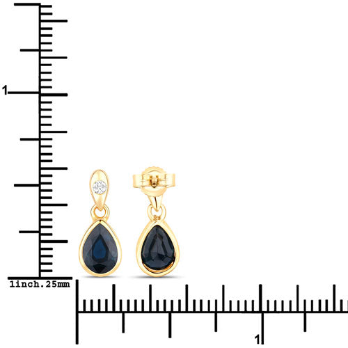 Bids.com 1.65 Carat Genuine Blue Sapphire and White Diamond 10K Yellow Gold Earrings Earrings White Smoke