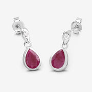 Bids.com 1.65 Carat Genuine Ruby and White Diamond 10K White Gold Earrings Earrings White Smoke