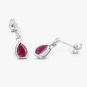 Bids.com 1.65 Carat Genuine Ruby and White Diamond 10K White Gold Earrings Earrings White Smoke