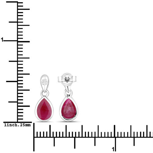 Bids.com 1.65 Carat Genuine Ruby and White Diamond 10K White Gold Earrings Earrings White Smoke