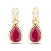 Bids.com 1.65 Carat Genuine Ruby and White Diamond 10K Yellow Gold Earrings Earrings White Smoke Default Title