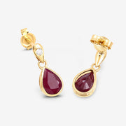 Bids.com 1.65 Carat Genuine Ruby and White Diamond 10K Yellow Gold Earrings Earrings White Smoke