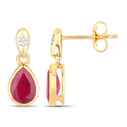 Bids.com 1.65 Carat Genuine Ruby and White Diamond 10K Yellow Gold Earrings Earrings White Smoke