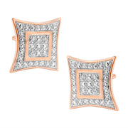 Bids.com .925 Sterling Silver Diamond Accented 4-Stone Four Pointed Star Shaped Halo-Style Stud Earrings (H-I Color, I2-I3 Clarity) Earrings White Smoke Rose.Sterling Silver / 0.04,White.Sterling Silver / 0.04