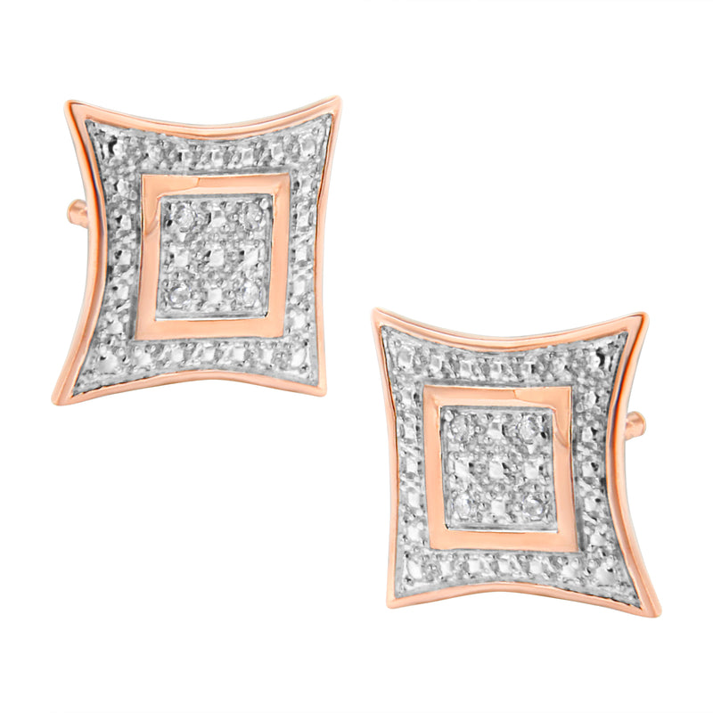 Bids.com .925 Sterling Silver Diamond Accented 4-Stone Four Pointed Star Shaped Halo-Style Stud Earrings (H-I Color, I2-I3 Clarity) Earrings White Smoke Rose.Sterling Silver / 0.04,White.Sterling Silver / 0.04