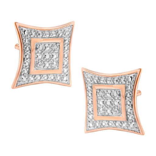 Bids.com .925 Sterling Silver Diamond Accented 4-Stone Four Pointed Star Shaped Halo-Style Stud Earrings (H-I Color, I2-I3 Clarity) Earrings White Smoke Rose.Sterling Silver / 0.04,White.Sterling Silver / 0.04