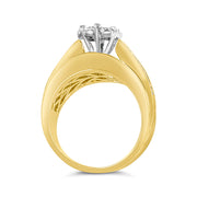 Bids.com 14K Yellow Gold 2-1/3 Cttw Diamond Cluster Channel Set Chevron Shaped Engagement Ring (H-I Color, SI1-SI2 Clarity) - Ring Size 7 Rings White Smoke 7 / Yellow.Gold,9 / Yellow.Gold,6 / Yellow.Gold,8 / Yellow.Gold,10 / Yellow.Gold,5.5 / Yellow.Gold,6.5 / Yellow.Gold,7.5 / Yellow.Gold,9.5 / Yellow.Gold,8.5 / Yellow.Gold