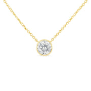 Bids.com 10K White Gold 1/10 Carat Round Brilliant-Cut Diamond Modern Bezel-Set Solitaire 16"-18" Pendant Necklace (H-I Color, SI2-I1 Clarity) Necklaces White Smoke 18 / Rose.Gold,18 / White.Gold,18 / Yellow.Gold