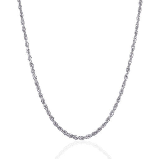 Bids.com 3.0mm 14k White Gold Solid Diamond Cut Rope Chain Necklaces White Smoke 18 / White Gold,20 / White Gold,22 / White Gold,24 / White Gold,30 / White Gold