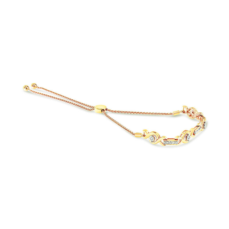Bids.com 14K Yellow Gold Plated .925 Sterling Silver Channel Set Diamond Accent Twist 4â€-10â€ Adjustable Bolo Bracelet (I-J Color, I3 Clarity) Bracelets White Smoke Yellow.Sterling Silver / 7,Rose.Sterling Silver / 7