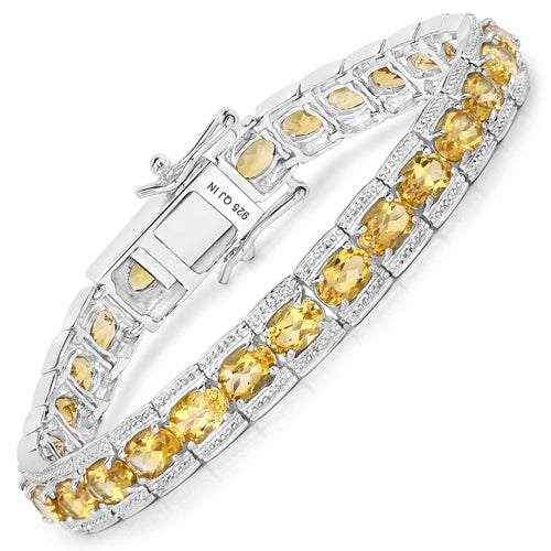 Bids.com 12.47 Carat Genuine Citrine .925 Sterling Silver Bracelet Bracelets White Smoke size 7.00,size 7.50,size 8.00