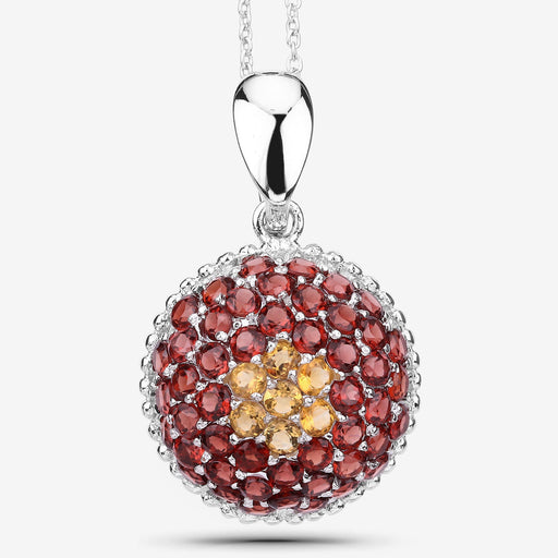 Bids.com 4.57 Carat Genuine Citrine and Garnet .925 Sterling Silver Pendant Pendants White Smoke