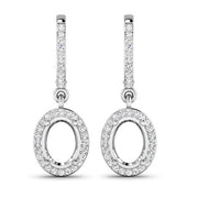 Bids.com 0.32 Carat Genuine White Diamond 14K White Gold Semi Mount Earrings - holds 8x6mm Oval Gemstones Earrings White Smoke Default Title