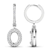 Bids.com 0.32 Carat Genuine White Diamond 14K White Gold Semi Mount Earrings - holds 8x6mm Oval Gemstones Earrings White Smoke
