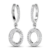 Bids.com 0.32 Carat Genuine White Diamond 14K White Gold Semi Mount Earrings - holds 8x6mm Oval Gemstones Earrings White Smoke