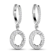 Bids.com 0.32 Carat Genuine White Diamond 14K White Gold Semi Mount Earrings - holds 8x6mm Oval Gemstones Earrings White Smoke