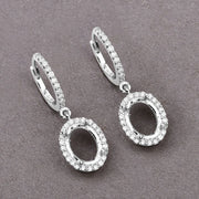 Bids.com 0.32 Carat Genuine White Diamond 14K White Gold Semi Mount Earrings - holds 8x6mm Oval Gemstones Earrings Slate Gray