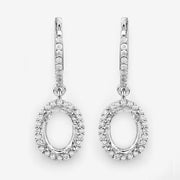 Bids.com 0.32 Carat Genuine White Diamond 14K White Gold Semi Mount Earrings - holds 8x6mm Oval Gemstones Earrings White Smoke