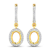 Bids.com 0.32 Carat Genuine White Diamond 14K Yellow Gold Semi Mount Earrings - holds 8x6mm Oval Gemstones Earrings White Smoke Default Title