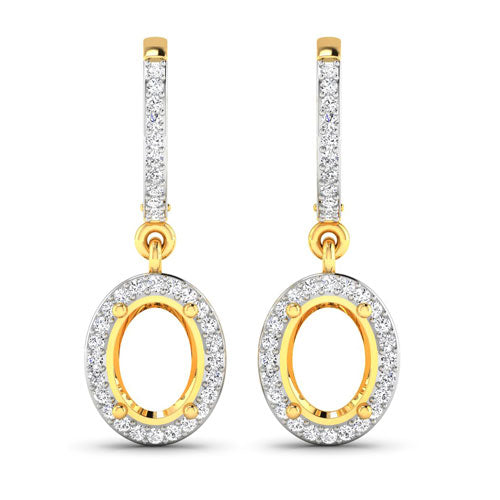 Bids.com 0.32 Carat Genuine White Diamond 14K Yellow Gold Semi Mount Earrings - holds 8x6mm Oval Gemstones Earrings White Smoke Default Title