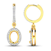 Bids.com 0.32 Carat Genuine White Diamond 14K Yellow Gold Semi Mount Earrings - holds 8x6mm Oval Gemstones Earrings White Smoke