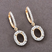 Bids.com 0.32 Carat Genuine White Diamond 14K Yellow Gold Semi Mount Earrings - holds 8x6mm Oval Gemstones Earrings Dim Gray