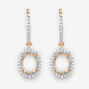 Bids.com 0.32 Carat Genuine White Diamond 14K Yellow Gold Semi Mount Earrings - holds 8x6mm Oval Gemstones Earrings White Smoke
