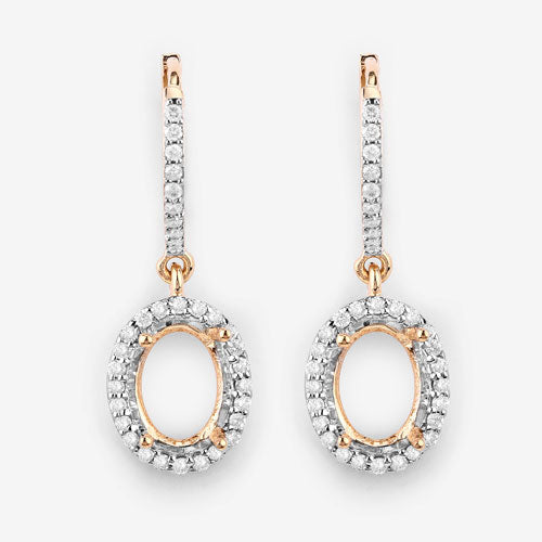 Bids.com 0.32 Carat Genuine White Diamond 14K Yellow Gold Semi Mount Earrings - holds 8x6mm Oval Gemstones Earrings White Smoke
