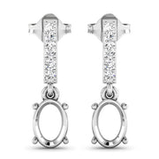 Bids.com 0.14 Carat Genuine White Diamond 14K White Gold Semi Mount Earrings - holds 7x5mm Oval Gemstones Earrings White Smoke Default Title