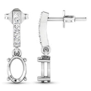 Bids.com 0.14 Carat Genuine White Diamond 14K White Gold Semi Mount Earrings - holds 7x5mm Oval Gemstones Earrings White Smoke
