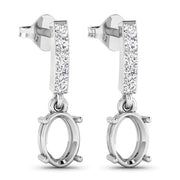 Bids.com 0.14 Carat Genuine White Diamond 14K White Gold Semi Mount Earrings - holds 7x5mm Oval Gemstones Earrings White Smoke