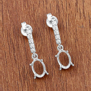Bids.com 0.14 Carat Genuine White Diamond 14K White Gold Semi Mount Earrings - holds 7x5mm Oval Gemstones Earrings Sienna