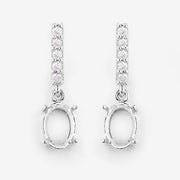 Bids.com 0.14 Carat Genuine White Diamond 14K White Gold Semi Mount Earrings - holds 7x5mm Oval Gemstones Earrings White Smoke