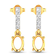 Bids.com 0.14 Carat Genuine White Diamond 14K Yellow Gold Semi Mount Earrings - holds 7x5mm Oval Gemstones Earrings White Smoke Default Title