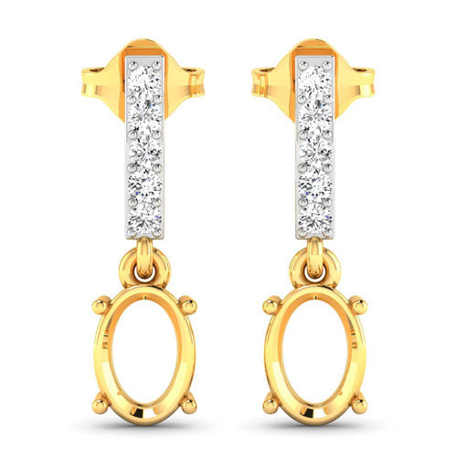 Bids.com 0.14 Carat Genuine White Diamond 14K Yellow Gold Semi Mount Earrings - holds 7x5mm Oval Gemstones Earrings White Smoke Default Title