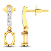 Bids.com 0.14 Carat Genuine White Diamond 14K Yellow Gold Semi Mount Earrings - holds 7x5mm Oval Gemstones Earrings White Smoke