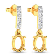 Bids.com 0.14 Carat Genuine White Diamond 14K Yellow Gold Semi Mount Earrings - holds 7x5mm Oval Gemstones Earrings White Smoke