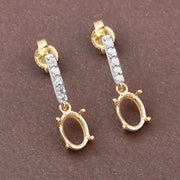 Bids.com 0.14 Carat Genuine White Diamond 14K Yellow Gold Semi Mount Earrings - holds 7x5mm Oval Gemstones Earrings Dim Gray