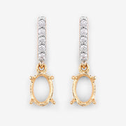 Bids.com 0.14 Carat Genuine White Diamond 14K Yellow Gold Semi Mount Earrings - holds 7x5mm Oval Gemstones Earrings White Smoke